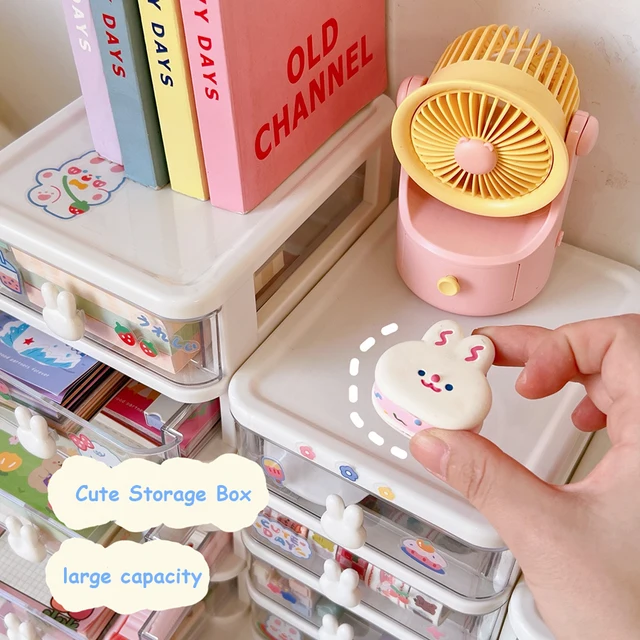 Cute Storage Organizer Kawaii Plastic Large Storage Box With Lids For  Cosmetics Clothes Books Snacks Home School Desk Organizer - Storage Boxes &  Bins - AliExpress