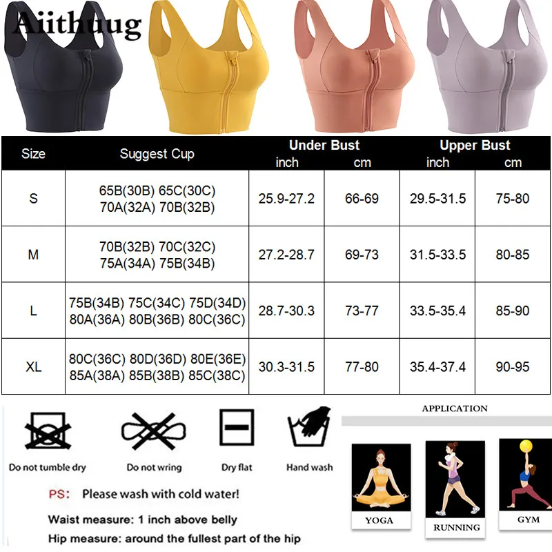 Zip Front Sports Bras for Women, No Rims Padded Yoga Crop Tank