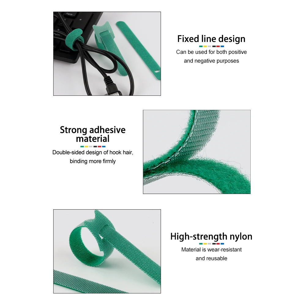 50/100 PCS Cable Ties Nylon Hook Loop T-type Wire Organizer Wrap Zip Bundle Fastener Releasable Colored Plastics Reusable ties