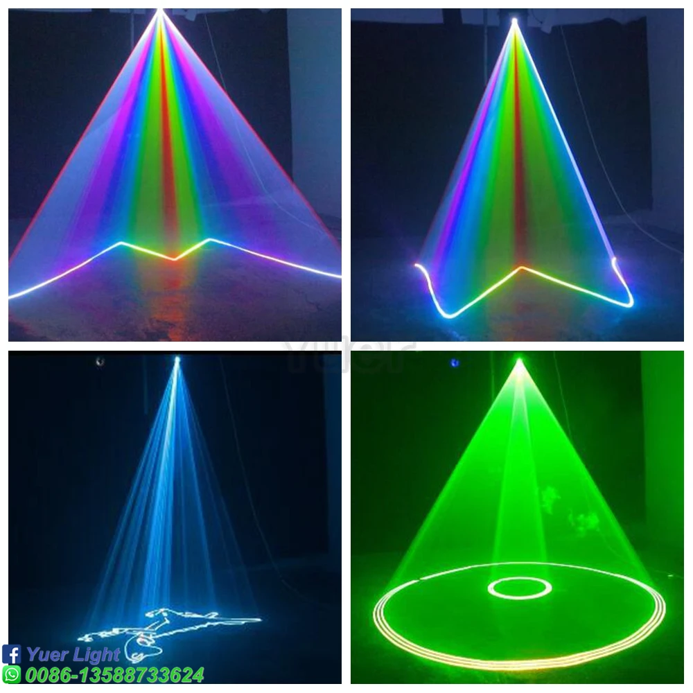 NEW Yuer ILDA 8W Full Color RGB Animation Beam Scanning Stage Laser Light Projector DJ Disco Bar Club Party Xmas Effect