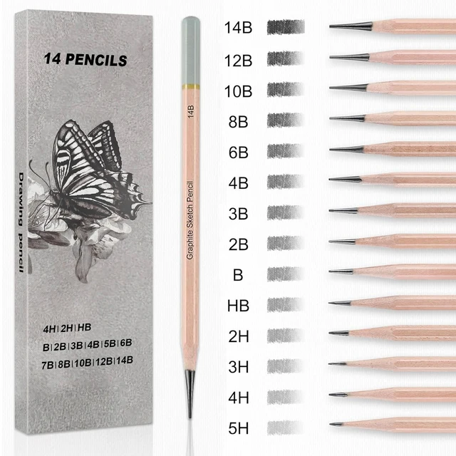 Professional Drawing Sketching Pencil Set,5H-14B Graphite Pencils for Pro Artists,Drawing,Drafting,Sketching,Shading(14 pcs) 1