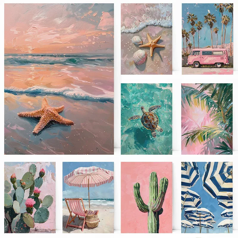 BeachGirlyFrenchSummeCactusPalmTreeSeaTurtleSeashellsPosterPrintWallArtPicturesCanvasPaintingRoomHomeDecor-AliExpress15