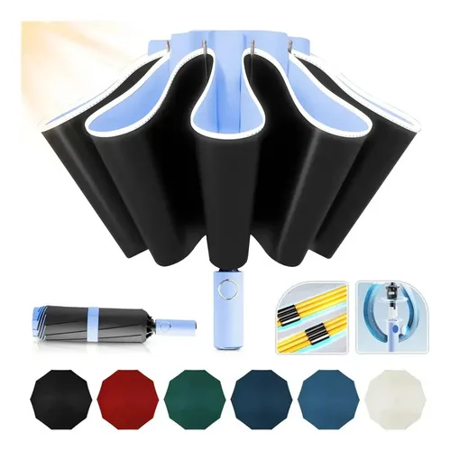 Automatic UV Protection Reverse Folding Umbrella with 10 Ribs - Compact, Windproof, and Lightweight