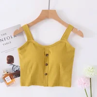 Fabricant en gros 2026 nouveau printemps et été coton ceinture soutien-gorge fronde gilet femmes bouton large épaule ceinture femmes nombril gilet 2