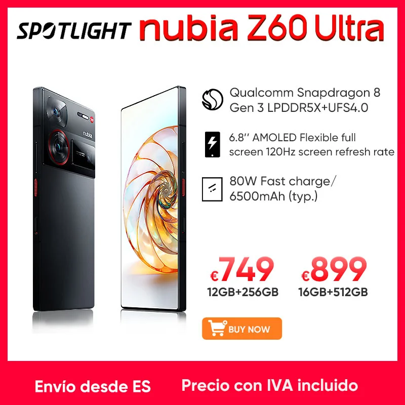 ZTE-Smartphone Nubia Z60 Ultra 5G, Snapdragon 8 Gen 3, pantalla completa de 2024 pulgadas, 6,8Hz, 80W, carga rápida, NFC, estreno mundial, 120