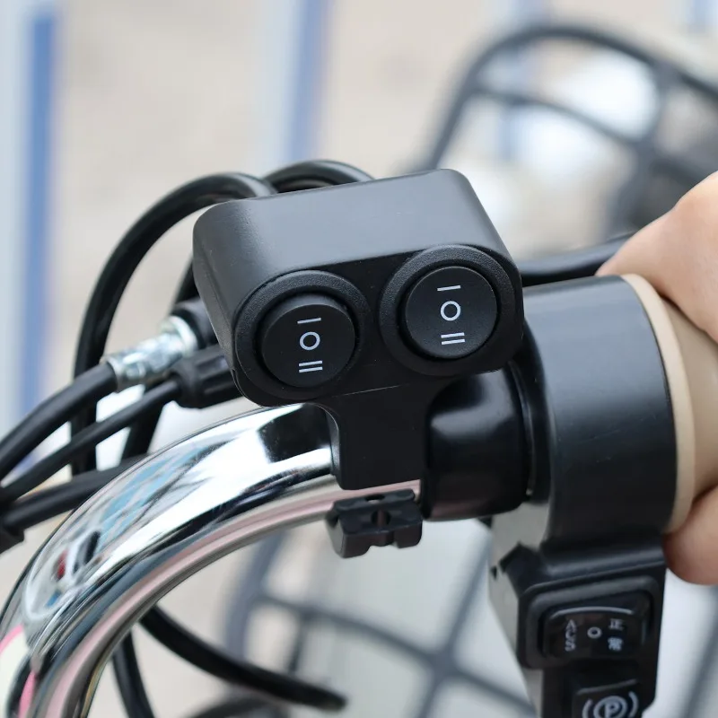 Motorcycle Spotlight Single Head Dual Button Switch Wire for Electric Scooter Handle Modification Headlight Three Wire Switch