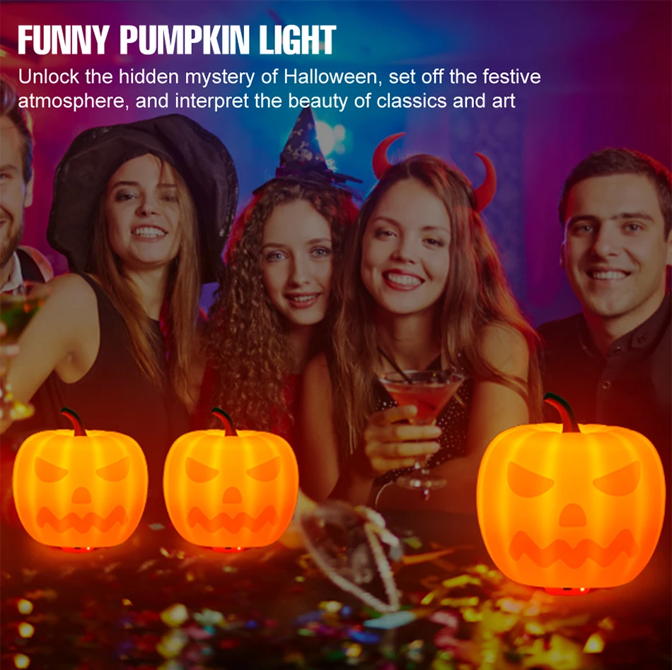 Description Picture 3 of itemLED Night Lights Silicone USB Rechargeable Table Lamp Bedroom Bedside Desktop Halloween Pumpkin Decoration Children Holiday Gift
