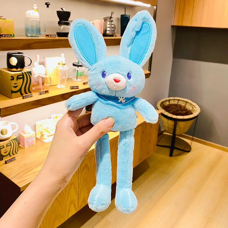 Mignon lapin en peluche animal jouet avec oreilles tirées longues jambes  peluches jouets Lapin porte-clés accessoires pour garçons filles