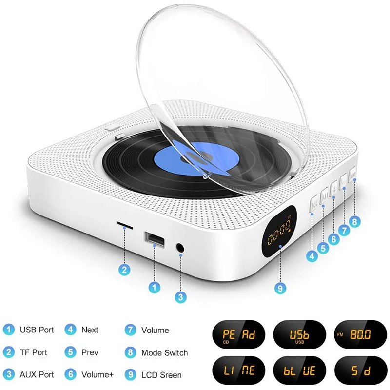 BT 휴대용 라디오 CD 플레이어, 충전식
