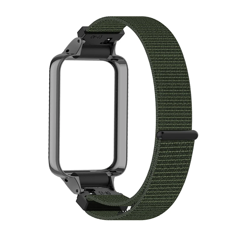 Nylon Watchband with Metal Protective Shell Cover - Durable Strap Case Protector and Bracelet