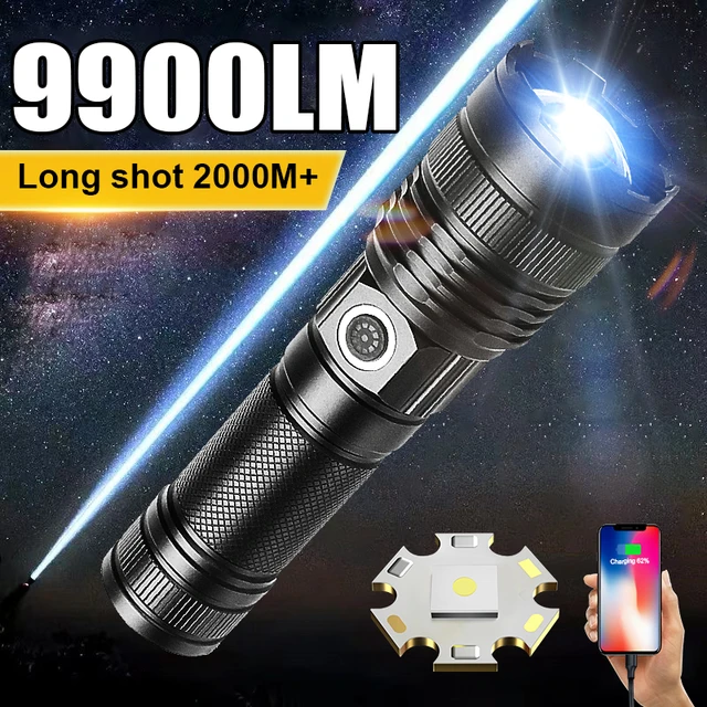 Torche Laser blanche 9900LM lampe de poche plus puissante au
