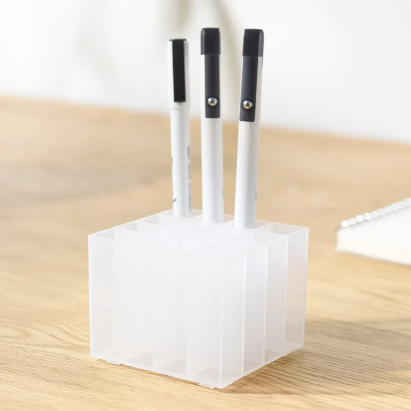 1pc Transparent Plastic Pen Holder for Desk Office Pencil Organizer 4