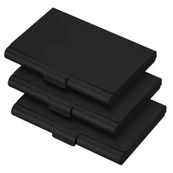 Multicolor Aluminum Business Card Holder - Sleek Metal Case Wallet (Black)