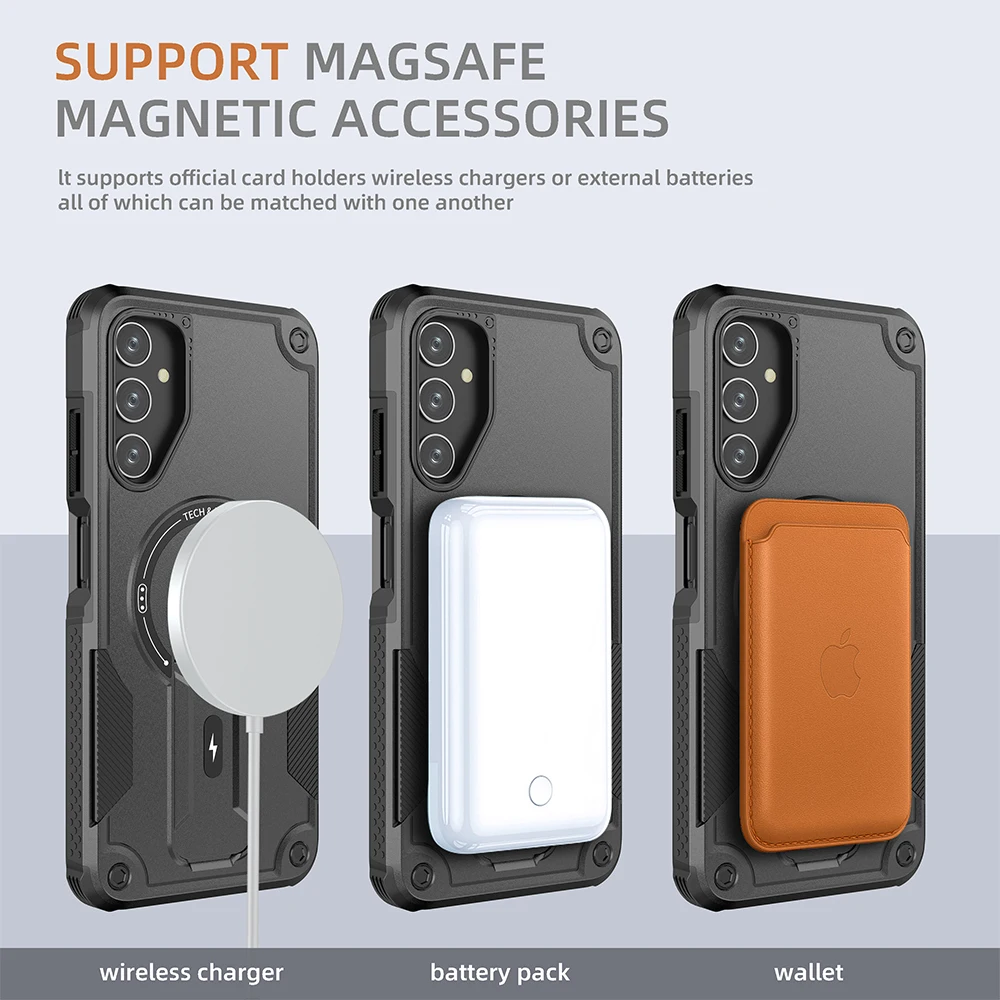 Shockproof Stand Holder Case with Wireless Charging Compatibility