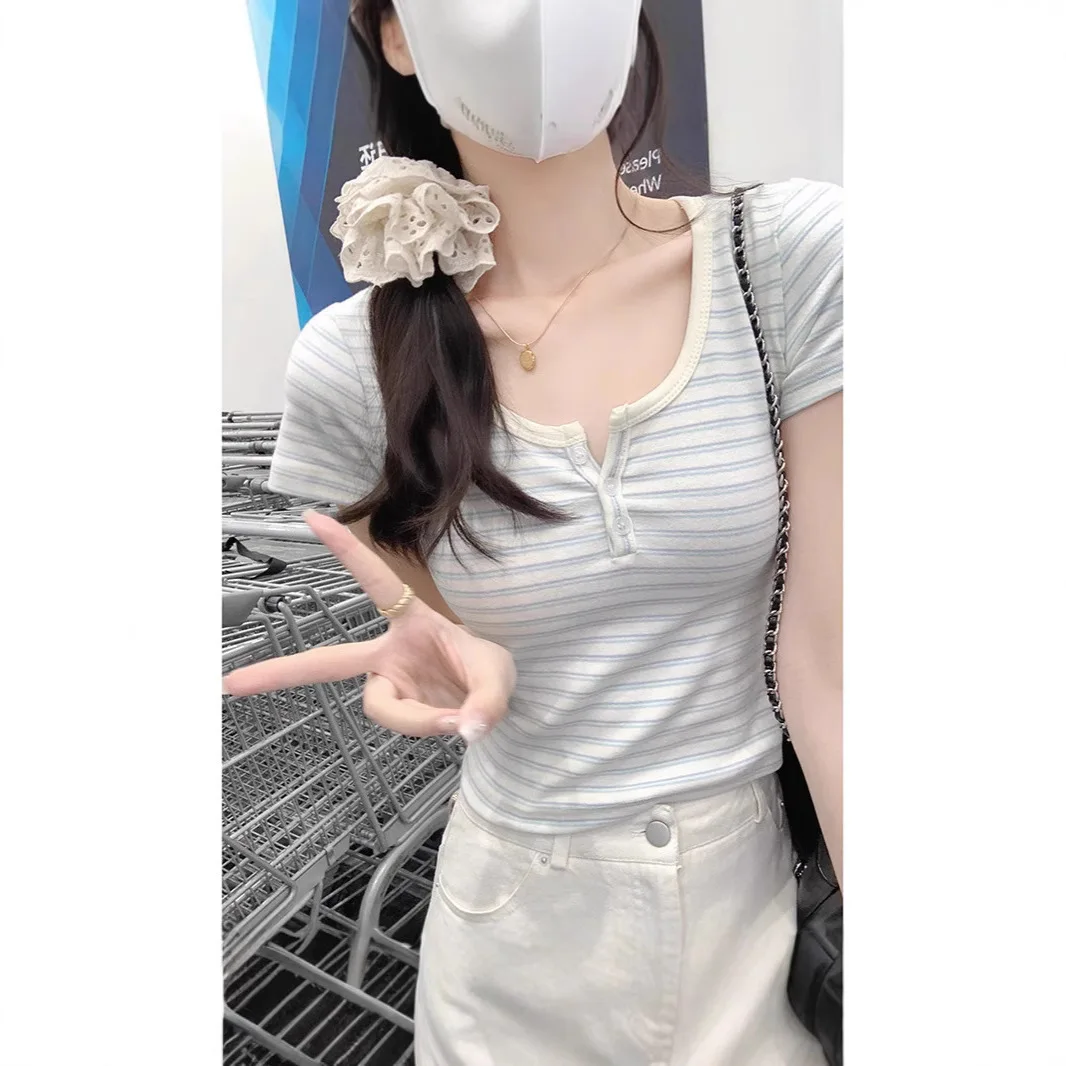 Women Striped Short Sleeve Summer Tshirts