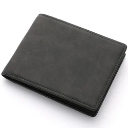 Men's Luxury Leather Slim Billfold Wallet with Card & Coin Holders (Black - Two FOLD)