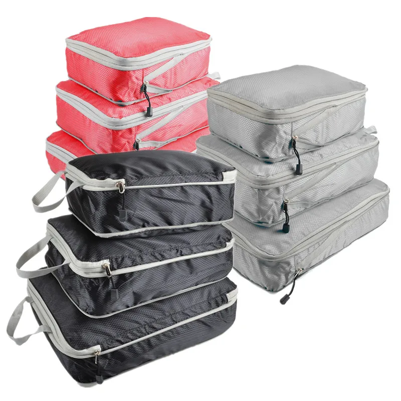 Luggage Organizer Portable With Travel Storage Bag Compressible Packing Cubes Foldable Waterproof Travel Suitcase Nylon Handbag
