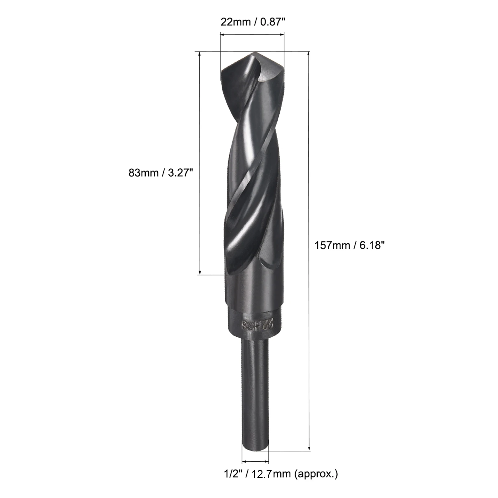 HSS 9341 블랙 산화물 트위스트 드릴 비트, 1/2 인치 스트레이트 생크, 14-29mm, 1 개