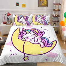 

European Pattern Hot Sale Soft Bedding Set 3d Digital Unicorn Printing 2/3pcs High Quality Duvet Cover Set ES/DE/EU/US Size
