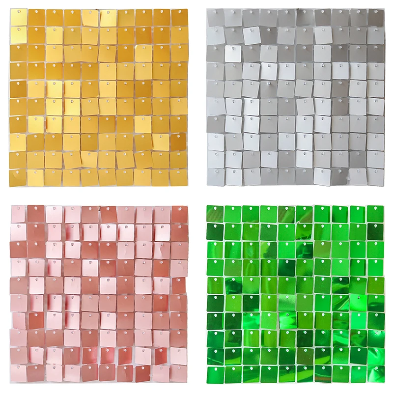 

6/12/24 Pcs Square Shimmer Wall Panels Sequins Advertisement Wall Backgroud Wedding Birthday Party Backdrops Decoration Supplies