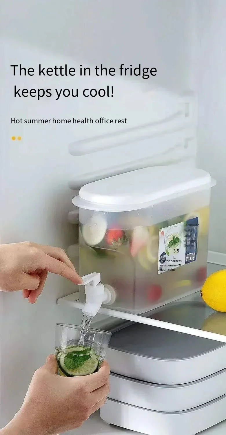 Description Picture 3 of item3.5L Large Capacity Cold Water Pitcher Cold Kettle with Faucet in Refrigerator Iced Beverage Dispenser Refrigerator and Spigot