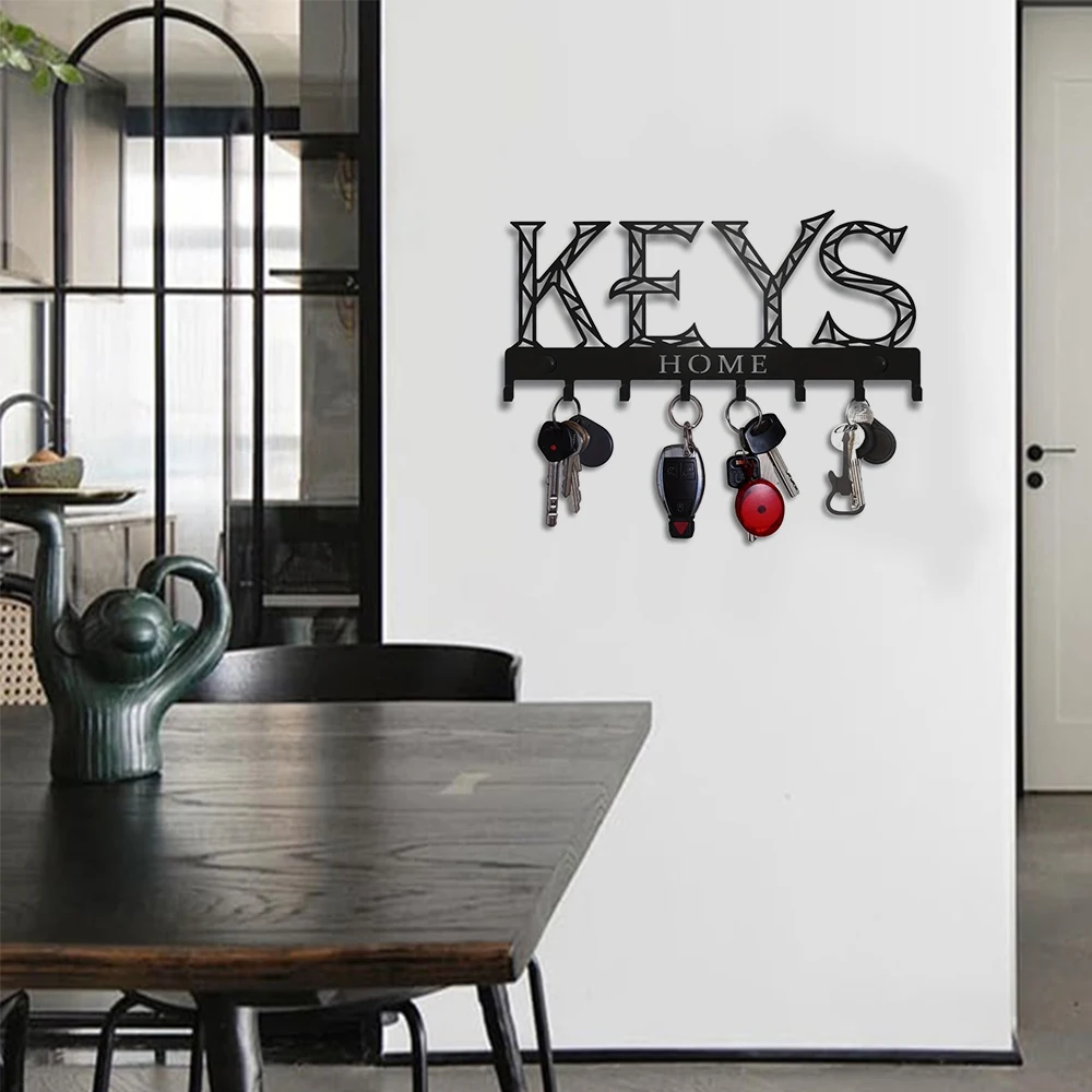 Wall Mounted Storage Rack 1pc Metal Floating Key Holder Hook Adhesive/Punching Installation