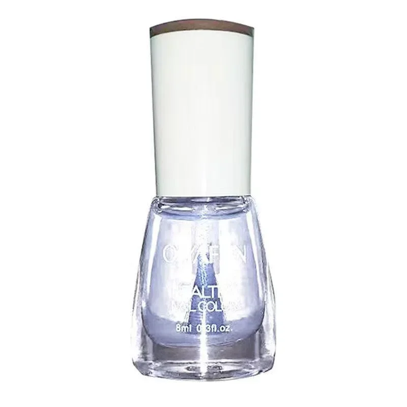 White Fine Glitter Shiny Nude Nail Polish with Transparent Oil Base Coat