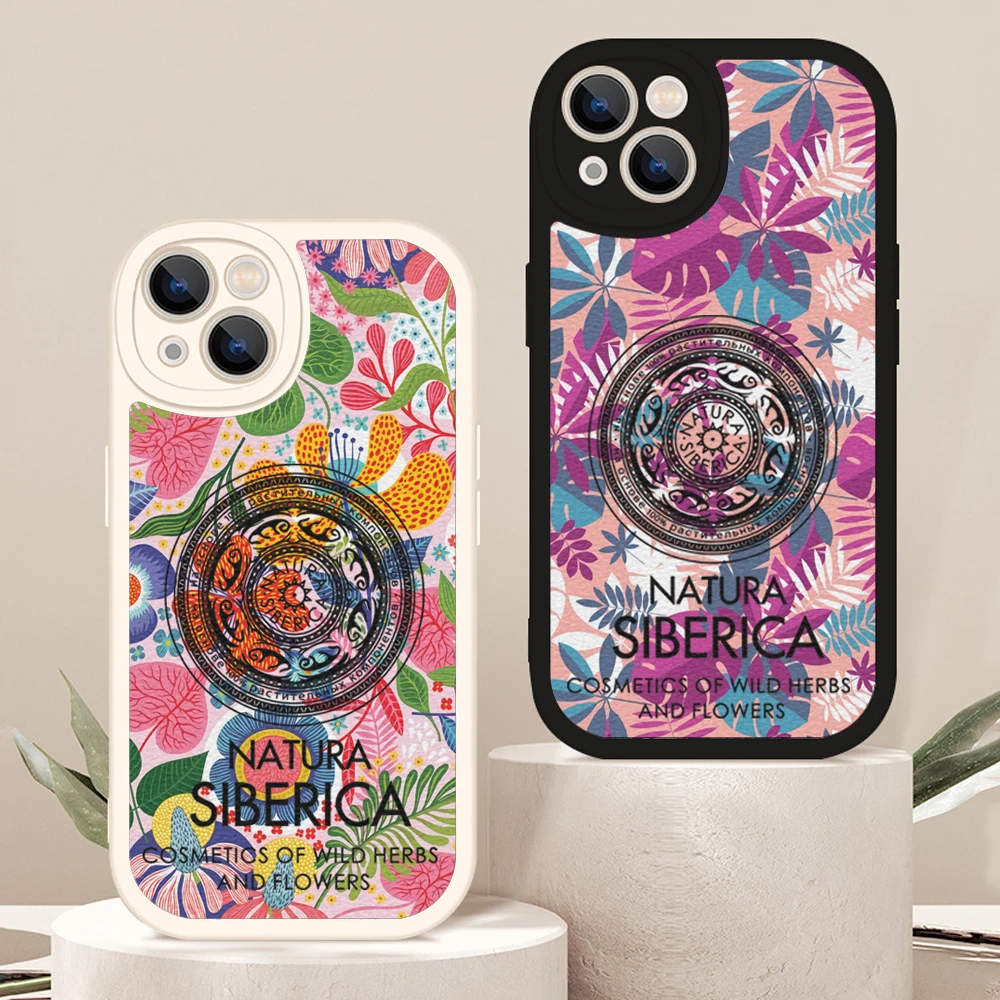 Funda protectora de piel de cordero para Iphone, protector de flores rusas para Iphone 13, 12, 11, 14 Pro MAX, 12, 13, 14 MiNi, 7, 8 plus, XS, XR, natural, siberica