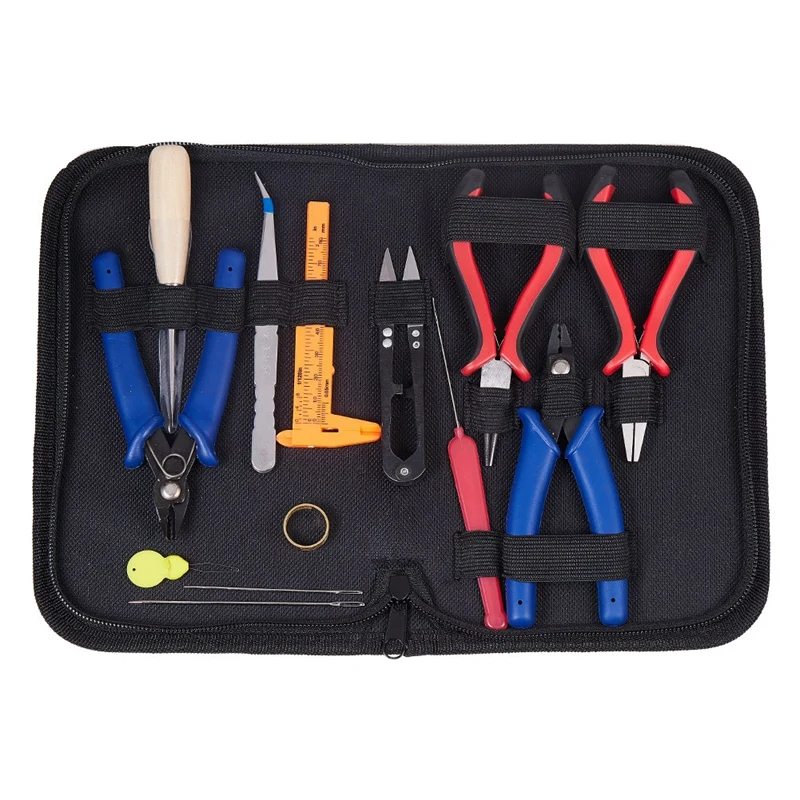 

16Pc/Set DIY Jewelry Making Tools Kit Jewelry Pliers Beading Wire Set Repair Tools Bag DIY Craft