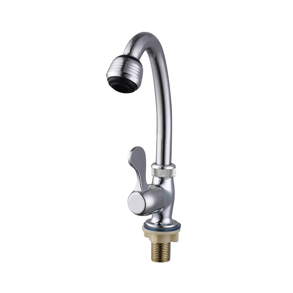 

Plastic Steel Kitchen Sink Mixer Taps Swivel Spout Single Lever Single Cold Water Tap Deck Mounted Chrome Faucet Aerator