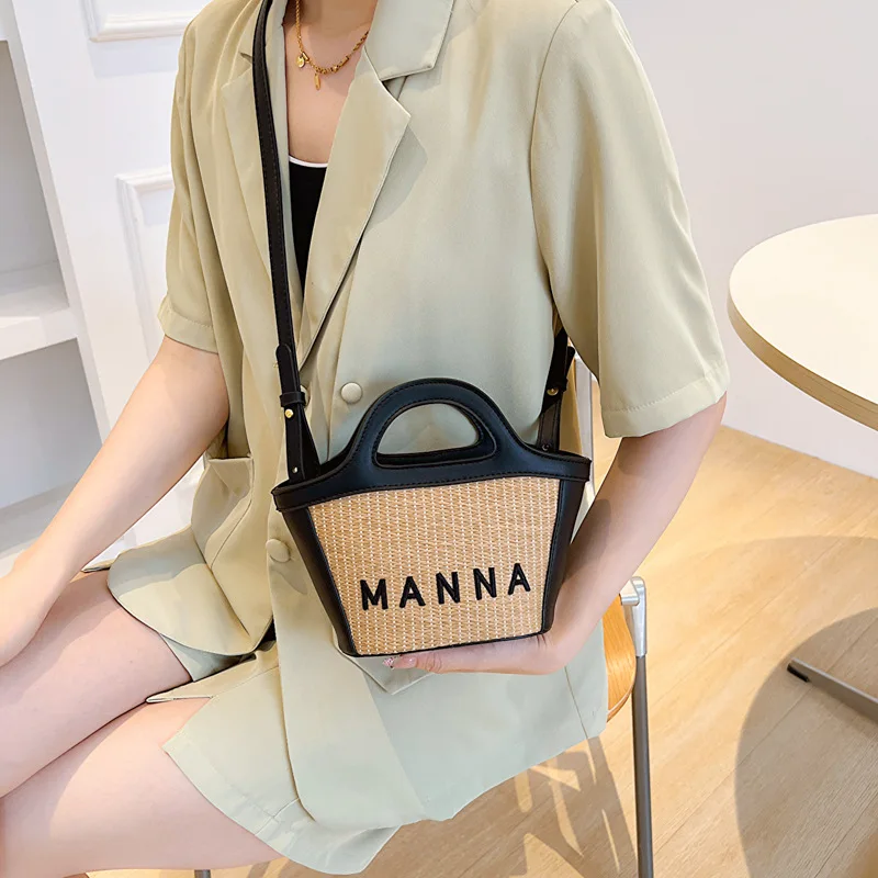 

2023 retro style fashion ladies single shoulder bag crossbody bag straw PU mini bag shopping dating handbag