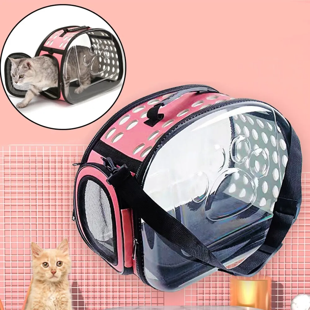 Cat Dog Carrier Portable Shoulder Bag Transportation Travel Breathable Pet Handbag Basket Backpack Tote Transparent Cage