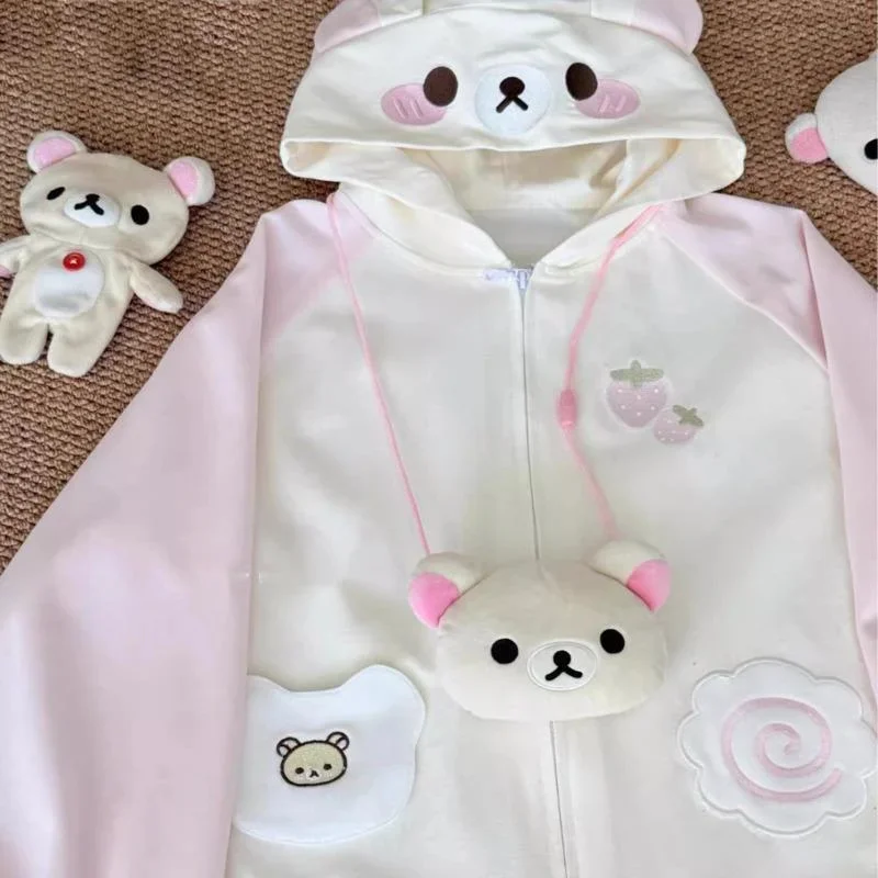 Felpa Con Cappuccio Lolita Stile Giapponese - Patchwork Carino Per Ragazze, Manica Lunga, Cotone Morbido, Vestibilità Comoda (Taglie S, M, L)