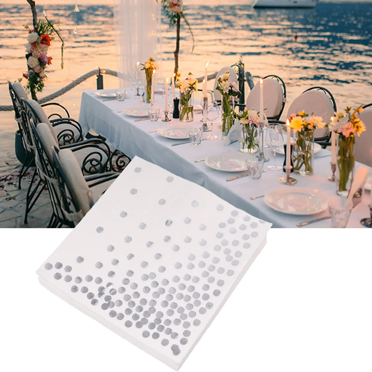 50 Pcs Printed Napkins Colorful Paper Disposable Dedicated 165X165CM Dinner Golden