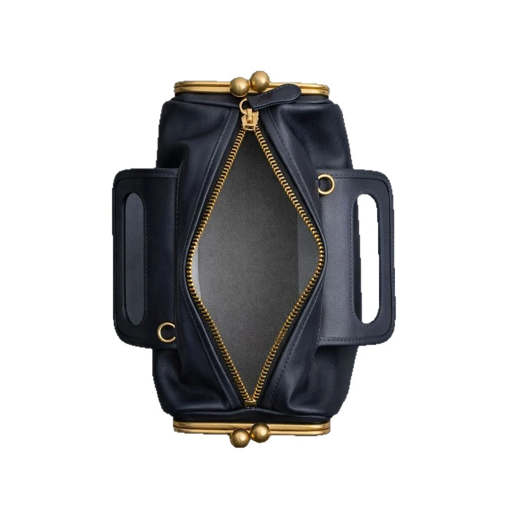Alirattan 2026 New Arrival Women Black Retro Handle Handbag, Luxury Designer Gold Hardware Structured Shoulder Crossbody Bag 6