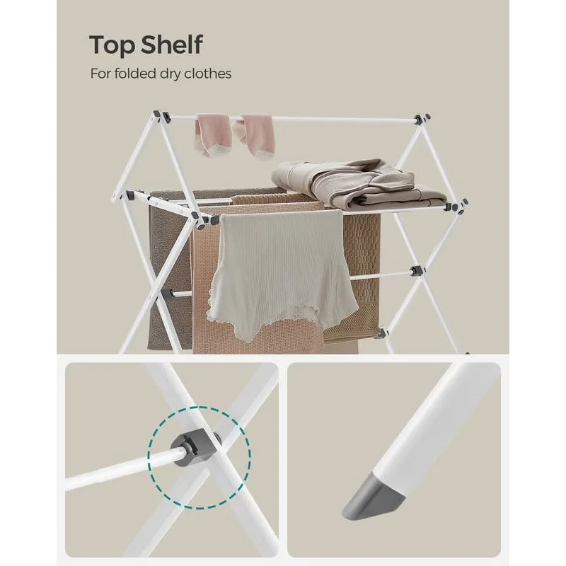 Foldable Clothes Drying Rack, Laundry Drying Rack, Clothes Airer, Steel Frame, 14.6 x 29.5 x 53.2 Inches, Easy Assembly