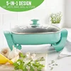 Nonstick Square Electric Skillet with Glass Lid, 12 Inches, Teal 5