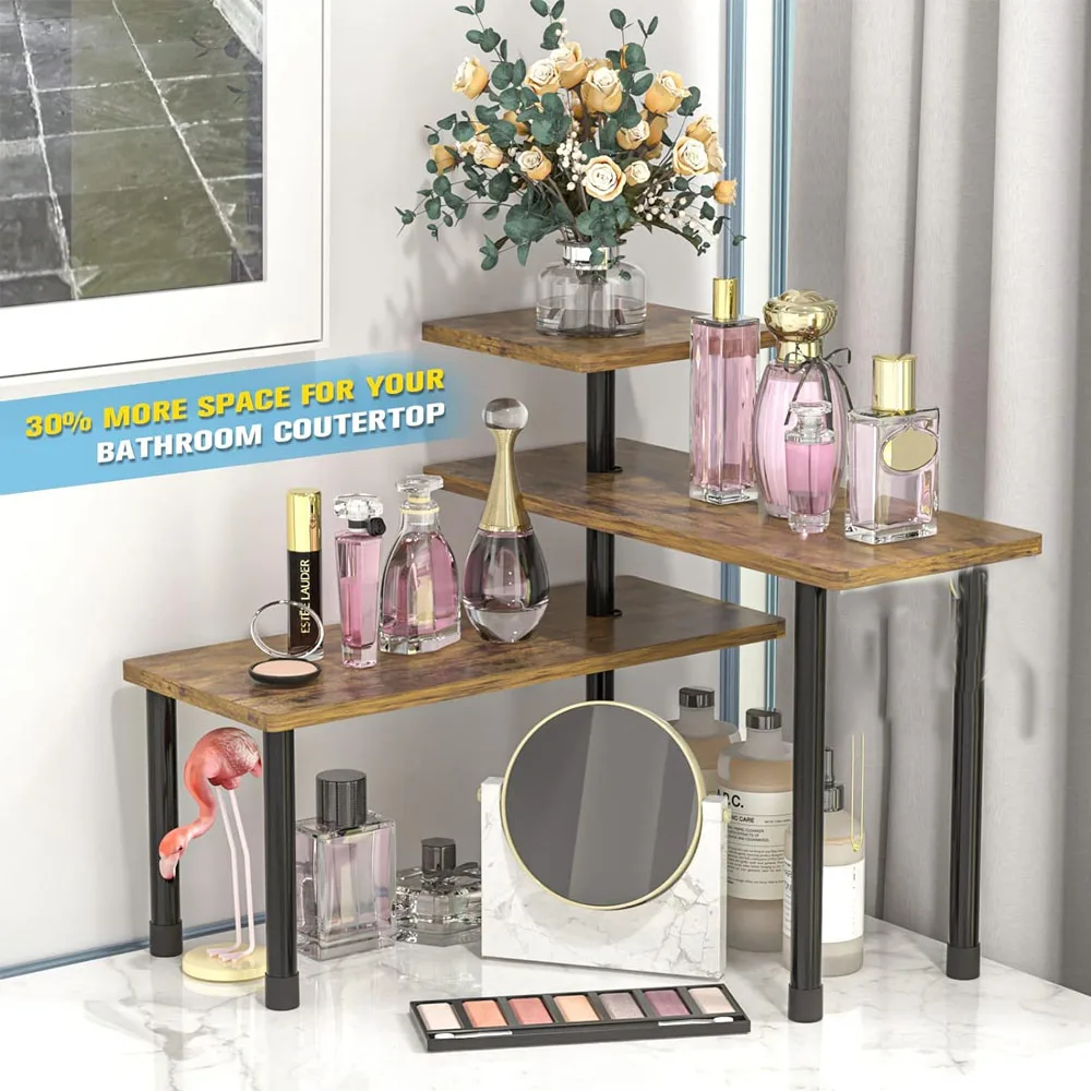 Countertop Organizer Organization 3 Tier Moveable Corner Shelf for Kitchen Bathroom Spice Rack Coffee Area Over Sink Dresser 6