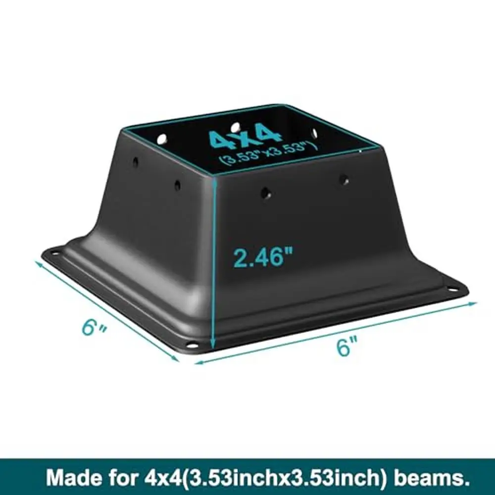 Post Base Bracket 4x4 Black Steel 10PCS Internal Size 3.5''x3.5'' Heavy Duty Deck Cover 4x4 Standard Post Support Fixture Kit 40