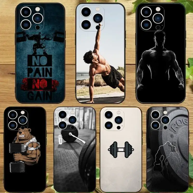 Чехол для телефона для бодибилдинга, тренажерного зала, фитнеса Для iPhone 15 14 13 12 11 Pro Max Xs Xr X 7 8 Plus 12 13 Mini, силиконовый черный чехол