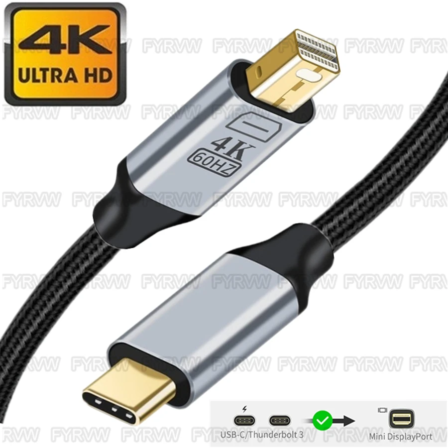Cavo Da Usb C A Mini Dp 4K @ 60Hz Thunderbolt Da 3 A Mini Displayport Per Macbook Pro 2022-2016 Tipo C Surface Imac Mini Display Port
