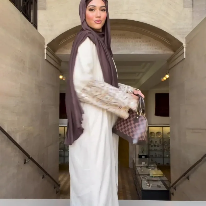 New Print Bohemian Style Puff Sleeve Loose Retro Long Dress for Women muslim dress women  moroccan caftan for women