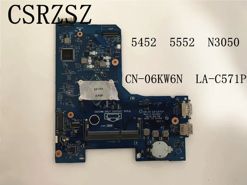 

For Dell inspiron 5452 5552 Laptop motherboard with N3050 CPU LA-C571P CN-06KW6N 06KW6N 6KW6N 100% Test ok