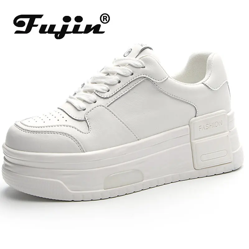 

Fujin 6 см 2024 натуральная кожа платформа обувь на танкетке массивные кроссовки Ins папа обувь для женщин Весна Осень дышащие удобные ботинки