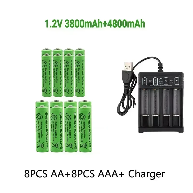 Original Rechargeable Battery 1.2V AA4800mAh+AAA3800mAh+Charger for Computer Clock Radio Video Game Digital Camera AA AAAbattery - 3