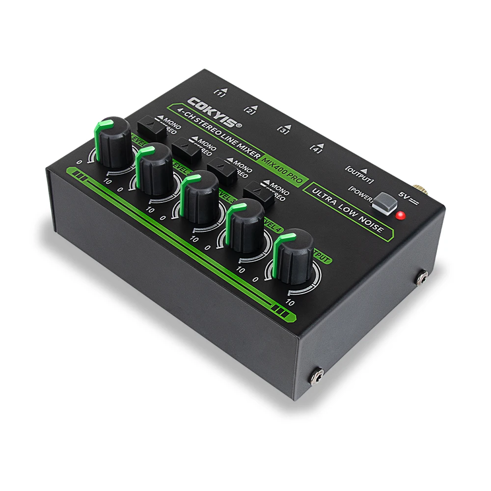 Mix400 Pro 4 Channel Professional Sound Mixer With RGB Light Mini Audio Mixer Line Small Audio For Club Bar Audio Mixer