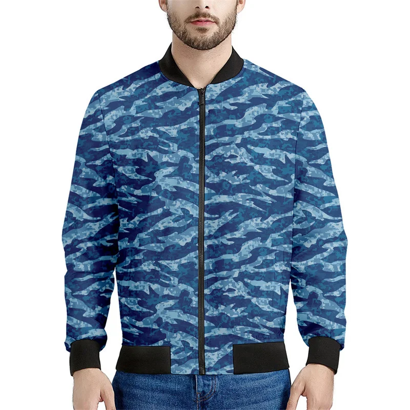 Chaqueta con estampado de camuflaje de mosaico para hombre, sudaderas casuales de manga larga con estampado de camuflaje en 3D, chaquetas deportivas con cremallera, abrigos, blusas de calle