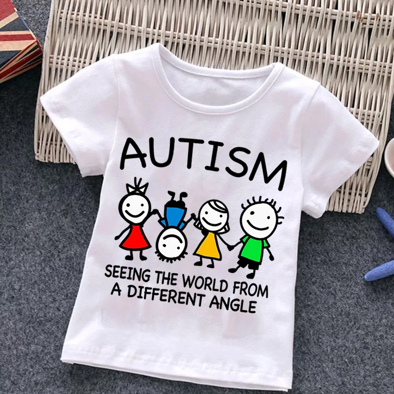 autism Kids Boy T-shirt Girls cartoon puzzle Tops Cute Baby Cotton Summer Clothes Toddler Dinosaur T Shirts Children Costume superman t shirt T-Shirts