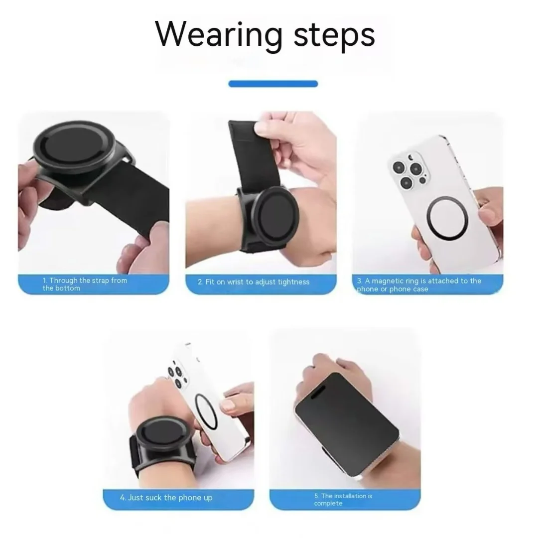 Black ABS Magnetic Arm Strap Phone Holder for Running Cycling
