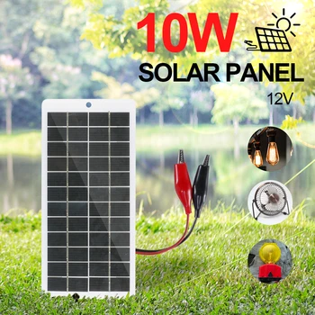 Caricabatteria solare 5/8/10W con moschettone 12V celle Power Bank piastra di ricarica solare in polisilicio portatile per batteria 9-12V